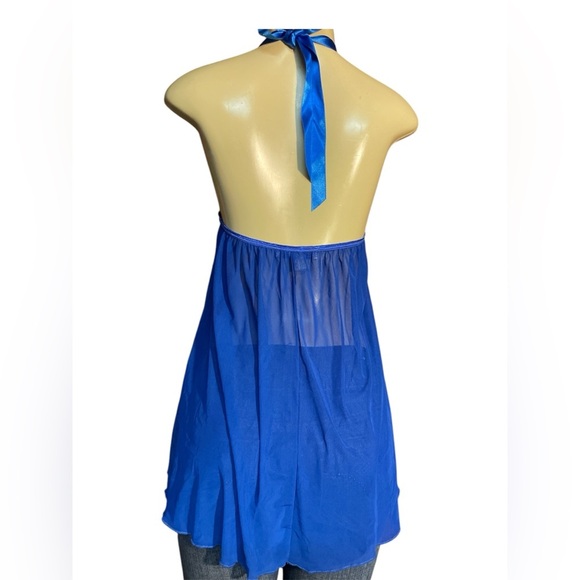Blue Lace Halter Babydoll - Picture 2 of 3